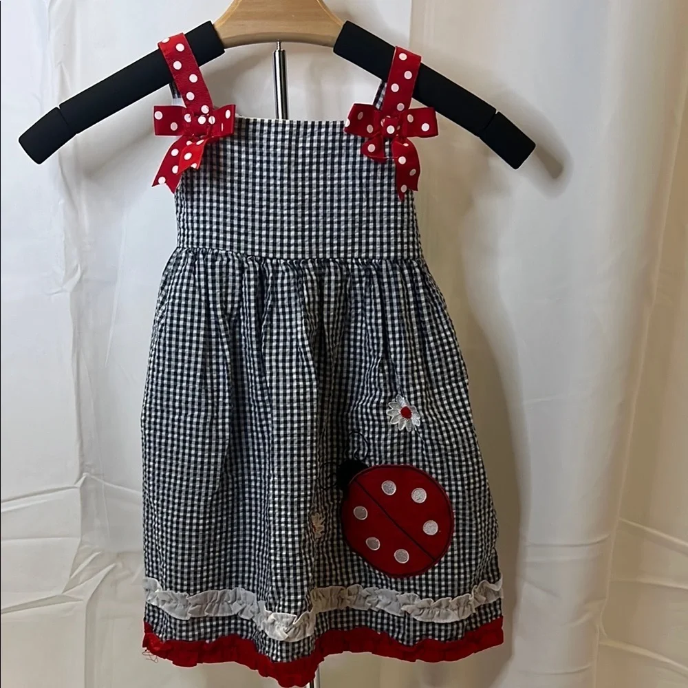 Rare Editions Black and White Gingham Dress with Red Accents